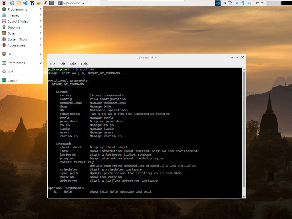 Apache Airflow trên Raspberry Pi Terminal