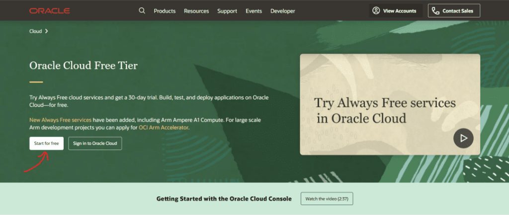 oracle cloud homepage